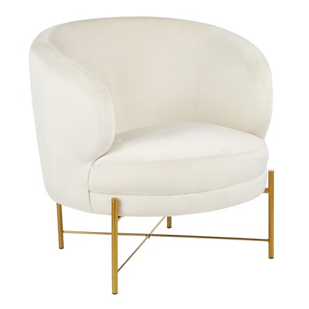 Lumisource Chloe Accent Chair in Gold Metal and Cream Velvet CHR-CHLOE AUVCR